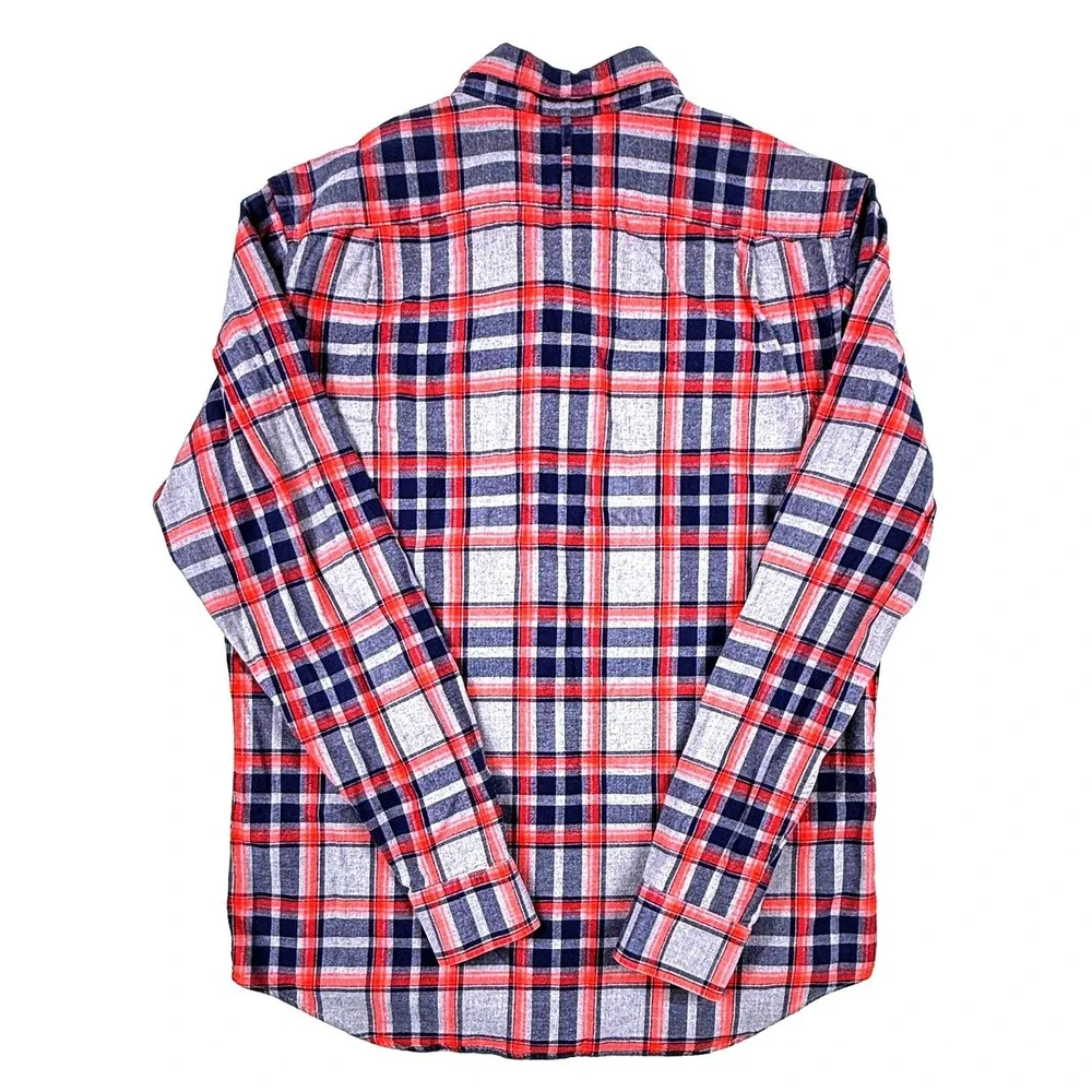 Banana Republic Men's Flannel Shirt Size M Red Navy Gray Plaid Flannel‎